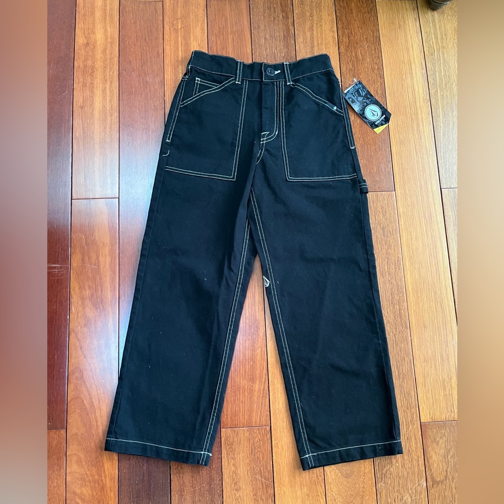 NWT Volcom Black Carpenter Pants with Contrast Stitching boys 10 years old